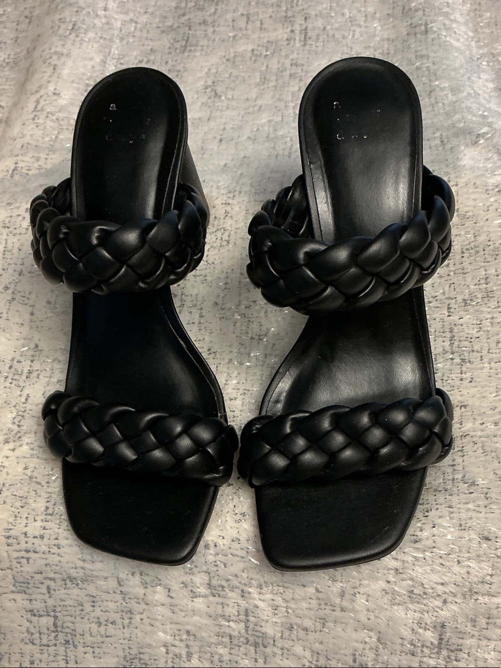 a new day Black Braided Double-Strap Slide Heels